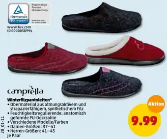 PENNY Camprella Winterfilzpantoletten Angebot