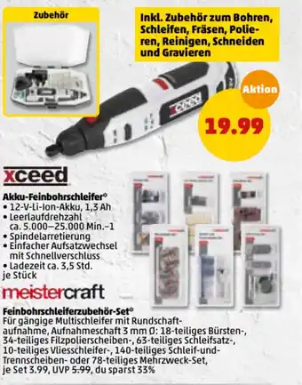 PENNY xceed Akku-Feinbohrschleifer, meistercraft Feinbohrschleiferzubehör-Set Angebot