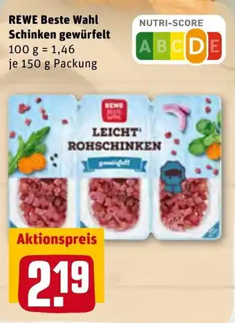 REWE Center Rewe Beste Wahl Schinken gewürfelt 150g Angebot