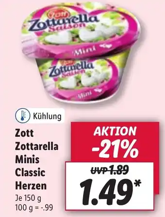 Lidl Zott Zottarella Minis Classic Herzen Je 150g Angebot