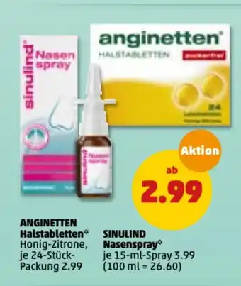 PENNY Anginetten Halstabletten, Sinulind Nasenspray 15ml Angebot