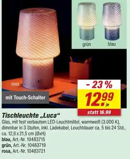 toom Baumarkt Tischleuchte „luca“ blau Angebot