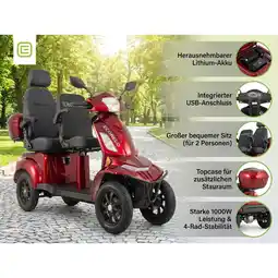 Netto Marken-Discount E-Seniorenmobil Vista Quarter-1L, Blei-Akku, 4-Rad, 60V, 1000 Watt, Rot Angebot