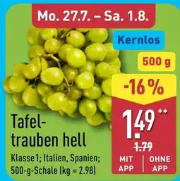 Aldi Nord Tafeltrauben hell Angebot