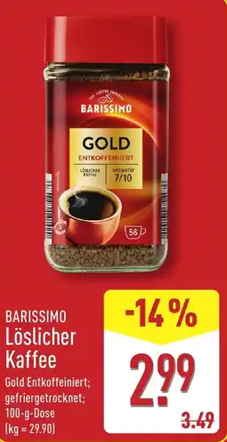 Aldi Nord BARISSIMO Lösl. Kaffee Gold Entkoffeiniert Angebot
