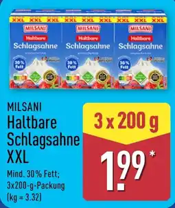Aldi Nord MILSANI Haltbare Schlagsahne XXL Angebot