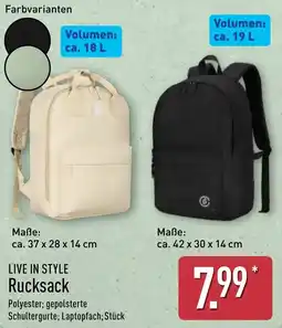 Aldi Nord LIVE IN STYLE Rucksack Angebot