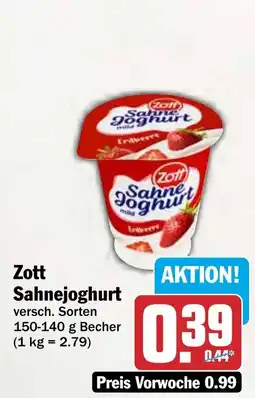 AEZ Zott Sahnejoghurt Angebot