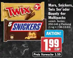 AEZ Mars, Snickers, Twix 5er oder Bounty 4er Angebot