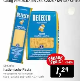 KONSUM De Cecco italienische Pasta Angebot