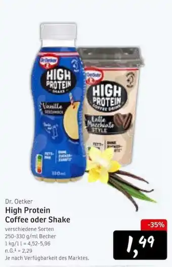 KONSUM Dr. Oetker High Protein Coffee oder Shake Angebot