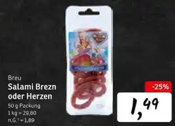 KONSUM Breu Salami Brezn oder Herzen Angebot