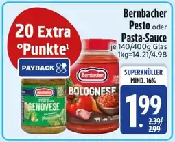 Edeka Bernbacher Pesto oder Pasta-Sauce Angebot