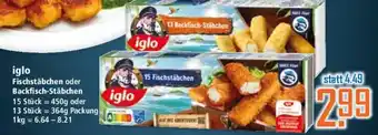 Klaas und Kock iglo Fischstäbchen oder Backfisch-Stäbchen Angebot