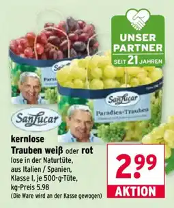 Wasgau SanLucar kernlose Trauben weiß oder rot Angebot