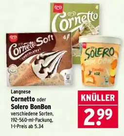 Wasgau Cornetto oder Solero BonBon Angebot