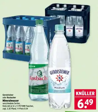Wasgau Gerolsteiner oder Rosbacher Mineralwasser Angebot