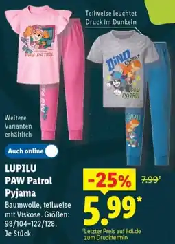 Lidl Lupilu paw patrol pyjama Angebot