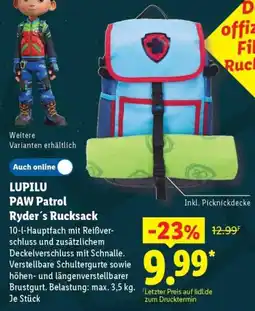 Lidl LUPILU PAW Patrol Ryder's Rucksack Angebot