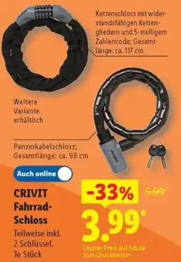 Lidl CRIVIT Fahrrad-Schloss Angebot