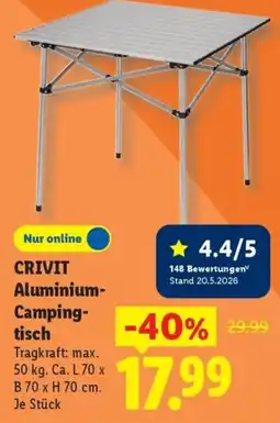 Lidl CRIVIT Aluminium-Camping-tisch Angebot