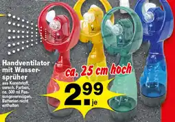 Krümet Sonderposten Handventilator mit Wassersprüher Angebot