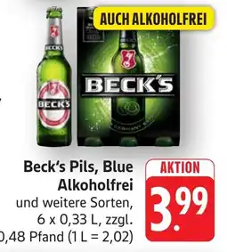 SBK Beck's Pils, Blue Alkoholfrei Angebot