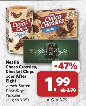 Combi Nestlé choco crossies, choclait chips oder after eight Angebot