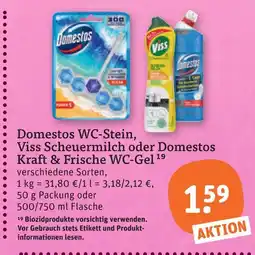 tegut Domestos wc-stein, scheuermilch oder kraft & frische wc-gel Angebot