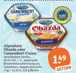 tegut Alpenhain obazda oder camembert-creme Angebot
