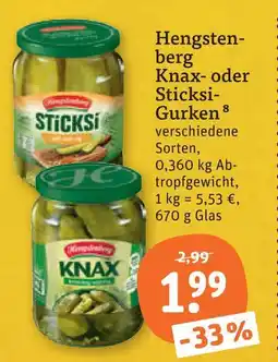 tegut Hengstenberg sticksi-gurken Angebot