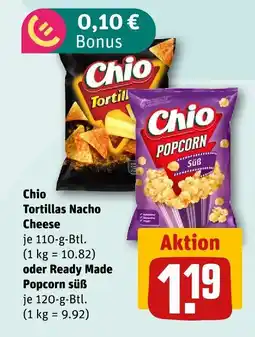 nahkauf Chio tortillas nacho cheese oder ready made popcorn süß Angebot