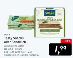 KONSUM Wasa tasty snacks oder sandwich Angebot