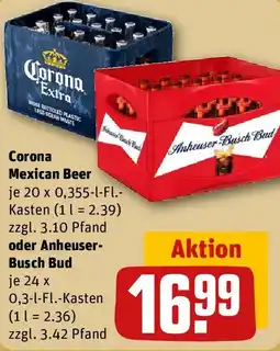 REWE Corona Mexican Beer oder Anheuser- Busch Bud Angebot