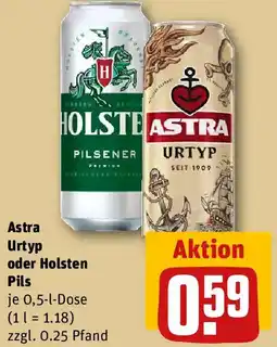 REWE Astra Urtyp oder Holsten Pils Angebot