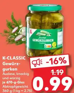 Kaufland K-CLASSIC Gewürzgurken Angebot
