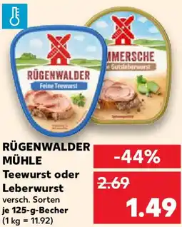 Kaufland RÜGENWALDER MÜHLE Teewurst oder Leberwurst Angebot