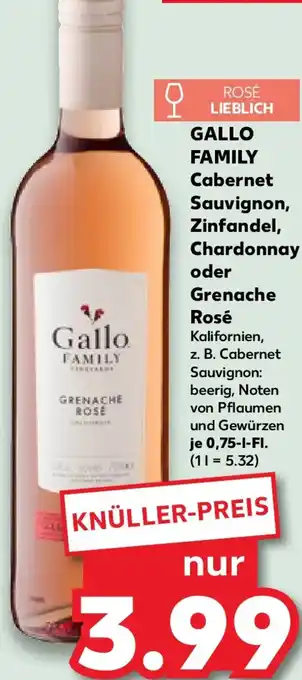 Kaufland GALLO FAMILY Cabernet Sauvignon, Zinfandel, Chardonnay oder Grenache Rosé Angebot