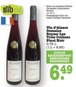 Scheck-in-Center Vin d’Alsace Domaine Reyser Les Trois Collines Pinot Noir Angebot