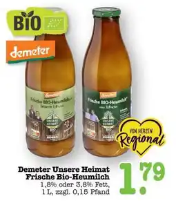 Scheck-in-Center Demeter Unsere Heimat Frische Bio-Heumilch Angebot
