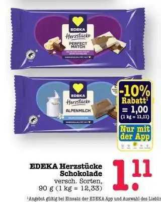 Scheck-in-Center EDEKA Herzstücke Schokolade Angebot