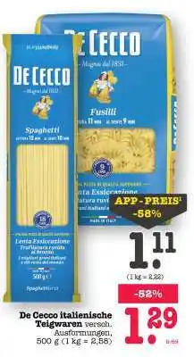 Scheck-in-Center De Cecco italienische Teigwaren Angebot