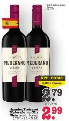 Scheck-in-Center Freixenet Mederaño oder Mia Wein Angebot