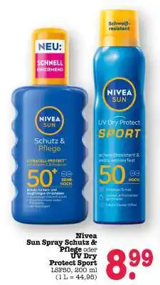 Scheck-in-Center Nivea Sun Spray Schutz & Pflege oder UV Dry Protect Sport Angebot