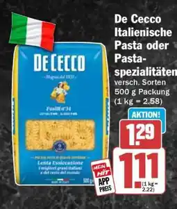 HIT De Cecco Italienische Pasta oder Pastaspezialitäten Angebot