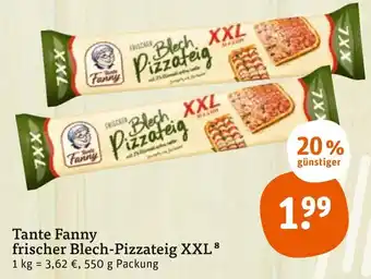 tegut Tante Fanny Frischer Blech Pizzateig XXL 550g Angebot