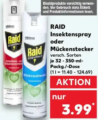 Kaufland RAID Insektenspray oder Mückenstecker Angebot