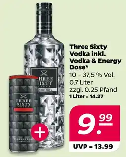 Netto Three Sixty Vodka inkl. Vodka & Energy Dose* Angebot