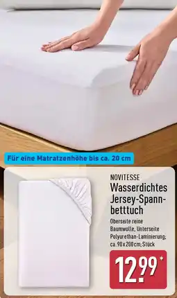 Aldi Nord NOVITESSE Wasserdichtes Jersey-Spannbetttuch Angebot