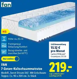 Lidl FAN 7-Zonen-Kaltschaummatratze Angebot